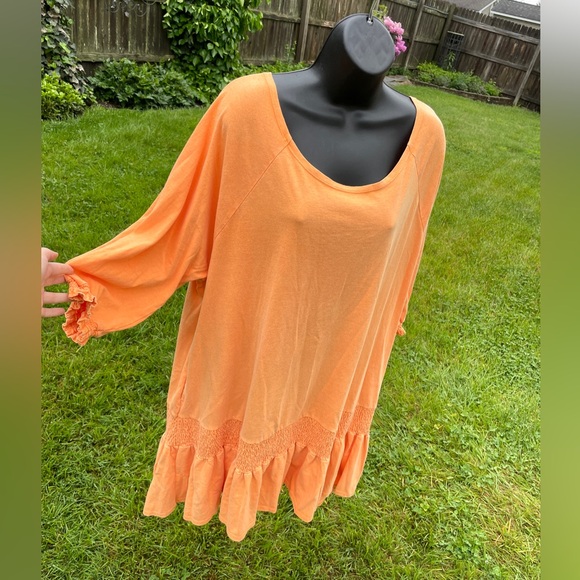 Free People Beach open back babydoll dress MEDIUM boho‎ oversized pockets - Picture 3 of 15